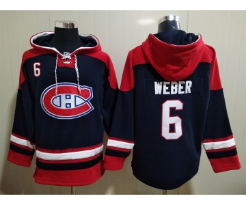 Men's Montreal Canadiens #6 Shea Weber NEW Navy Blue Hockey Hoodie