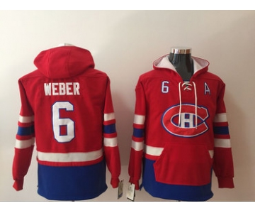 Men's Montreal Canadiens #6 Shea Weber NEW Red Pocket Stitched NHL Old Time Hockey Hoodie