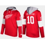 Adidas Detroit Red Wings 10 Alex Delvecchio Retired Red Name And Number Hoodie