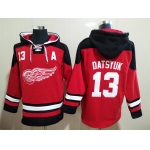 Men's Detroit Red Wings #13 Pavel Datsyuk A Patch Red Hoodie