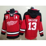Men's Detroit Red Wings #13 Pavel Datsyuk A Patch Red Hoodie
