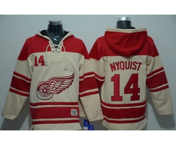 Men's Detroit Red Wings #14 Gustav Nyquist Old Time Hockey Cream Hoodie