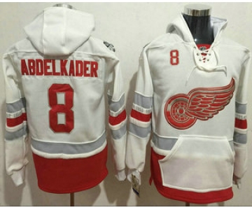 Men's Detroit Red Wings #8 Justin Abdelkader Reebok White 2017 Centennial Classic Premier Old Time Hockey Hoodie