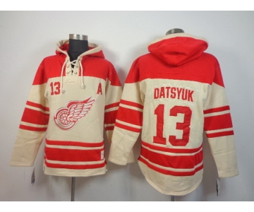 Old Time Hockey Detroit Red Wings #13 Pavel Datsyuk Cream Hoodie