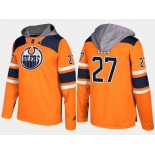 Adidas Edmonton Oilers 27 Milan Lucic Name And Number Orange Hoodie