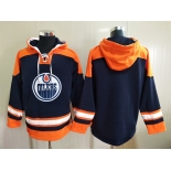 Men's Hockey Edmonton Oilers Blank Navy Blue Hoodie
