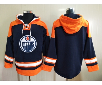 Men's Hockey Edmonton Oilers Blank Navy Blue Hoodie