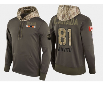 Nike Edmonton Oilers 81 Yohann Auvitu Olive Salute To Service Pullover Hoodie