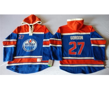 Old Time Hockey Edmonton Oilers #27 Boyd Gordon Royal Blue Hoodie