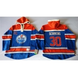 Old Time Hockey Edmonton Oilers #30 Ben Scrivens Royal Blue Hoodie