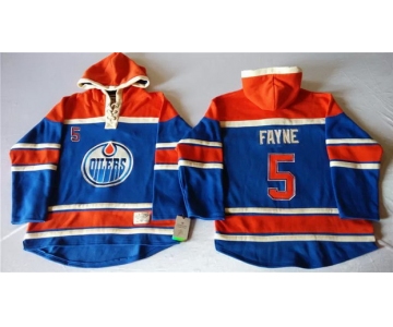 Old Time Hockey Edmonton Oilers #5 Mark Fayne Royal Blue Hoodie