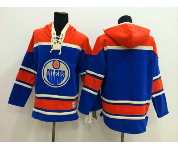Old Time Hockey Edmonton Oilers Blank Royal Blue Hoodie