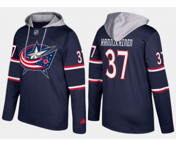 Adidas Columbus Blue Jackets 37 Markus Hannikainen Name And Number Navy Hoodie