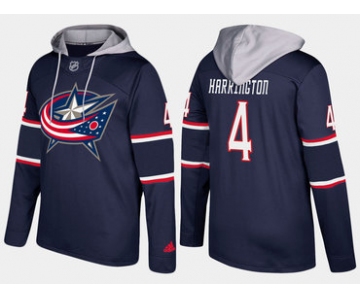 Adidas Columbus Blue Jackets 4 Scott Harrington Name And Number Navy Hoodie