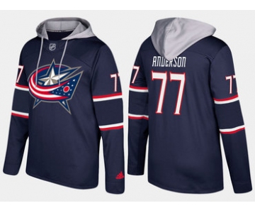 Adidas Columbus Blue Jackets 77 Josh Anderson Name And Number Navy Hoodie