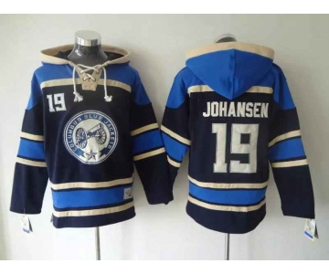 Men's Columbus Blue Jackets #19 Ryan Johansen Old Time Hockey Navy Blue Hoodie
