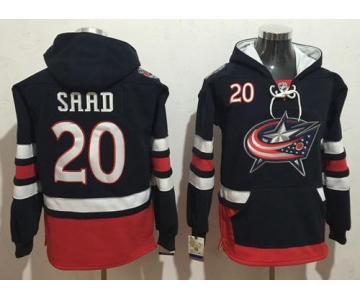 Men's Columbus Blue Jackets #20 Brandon Saad Navy Blue Home Stitched NHL Old Tim Hockey Hoodie