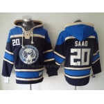 Men's Columbus Blue Jackets #20 Brandon Saad Old Time Hockey Navy Blue Hoodie