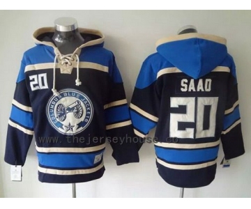Men's Columbus Blue Jackets #20 Brandon Saad Old Time Hockey Navy Blue Hoodie