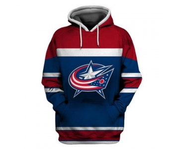 Men's Columbus Blue Jackets Blue Wine All Stitched Hooded Sweatshirt