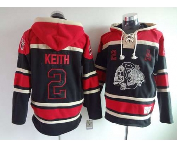 Chicago Blackhawks #2 Duncan Keith Old Time Hockey Black Ice Skulls Hoodie