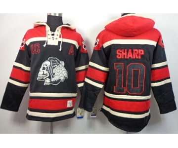 Old Time Hockey Chicago Blackhawks #10 Patrick Sharp Black Ice Skulls Hoodie