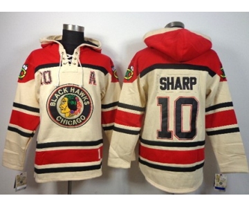 Old Time Hockey Chicago Blackhawks #10 Patrick Sharp Cream Hoodie