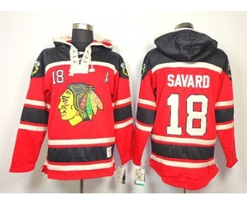 Old Time Hockey Chicago Blackhawks #18 Denis Savard Red Hoodie
