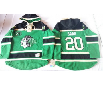 Old Time Hockey Chicago Blackhawks #20 Brandon Saad Green Hoodie