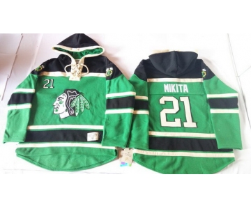 Old Time Hockey Chicago Blackhawks #21 Stan Mikita Green Hoodie