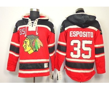 Old Time Hockey Chicago Blackhawks #35 Tony Esposito Red Hoodie