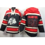 Old Time Hockey Chicago Blackhawks #50 Corey Crawford Black Ice Skulls Hoodie