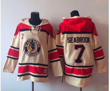 Old Time Hockey Chicago Blackhawks #7 Brent Seabrook Cream Hoodie