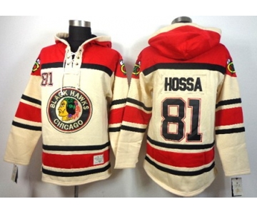 Old Time Hockey Chicago Blackhawks #81 Marian Hossa Cream Hoodie