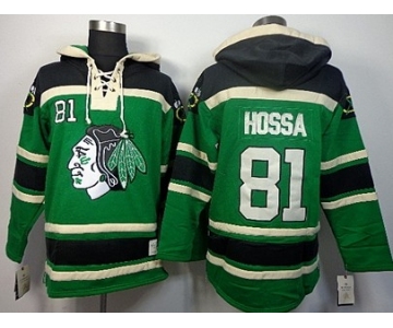 Old Time Hockey Chicago Blackhawks #81 Marian Hossa Green Hoodie