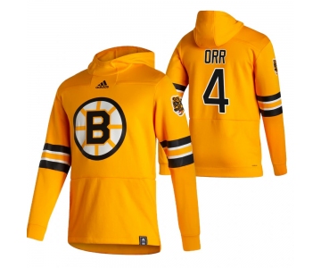 Boston Bruins #4 Bobby Orr Adidas Reverse Retro Pullover Hoodie Gold