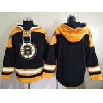 Men's Boston Bruins Black Ageless Must Have Lace Up Pullover Blank Hoodie