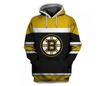 Men's Boston Bruins Black All Stitched Hooded Sweatshirt