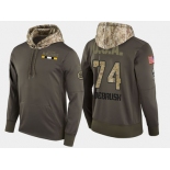 Nike Boston Bruins 74 Jake Debrusk Olive Salute To Service Pullover Hoodie