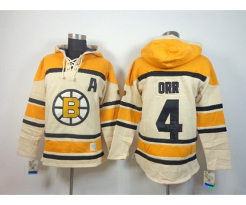 Old Time Hockey Boston Bruins #4 Bobby Orr Cream Hoodie