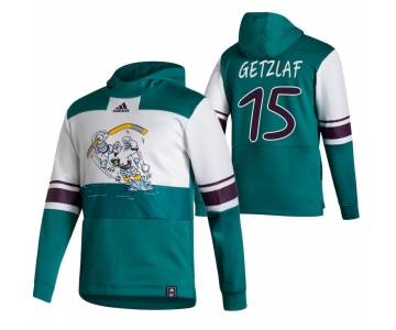 Anaheim Ducks #15 Ryan Getzlaf Adidas Reverse Retro Pullover Hoodie White Green