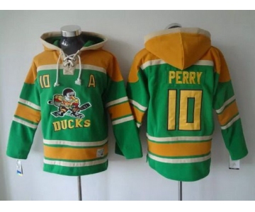 Men's Anaheim Ducks #10 Corey Perry Old Time Hockey Green Hoodie