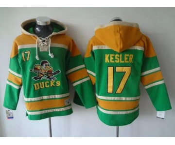 Men's Anaheim Ducks #17 Ryan Kesler Old Time Hockey Green Hoodie