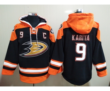 Men's Anaheim Ducks #9 Paul Kariya Stitched Black Hoodie