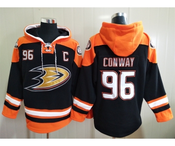 Men's Hockey Anaheim Ducks #96 Charlie Conway Black Hoodie