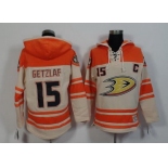 Men's Mighty Ducks Of Anaheim #15 Ryan Getzlaf Old Time Hockey Cream Hoodie