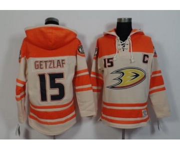 Men's Mighty Ducks Of Anaheim #15 Ryan Getzlaf Old Time Hockey Cream Hoodie