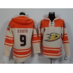 Men's Mighty Ducks Of Anaheim #9 Paul Kariya Old Time Hockey Cream Hoodie