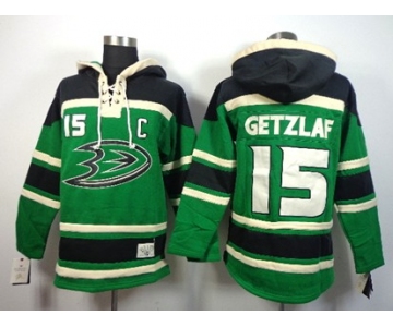 Old Time Hockey Anaheim Ducks #15 Ryan Getzlaf Green Hoodie