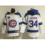 Men's Chicago Cubs #34 Jon Lester White Hoodie